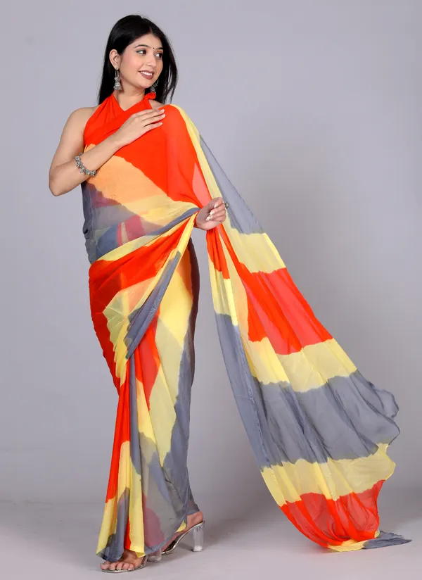 Orange_Pure_Chiffon_Leheriya_Bollywood_Sarees_For_Women