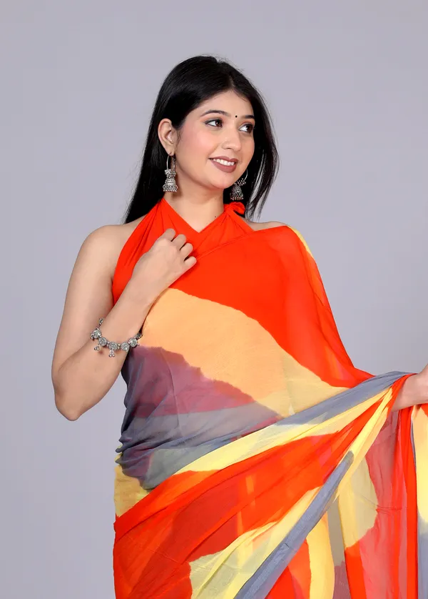 Orange_Pure_Chiffon_Leheriya_Bollywood_Sarees_For_Women