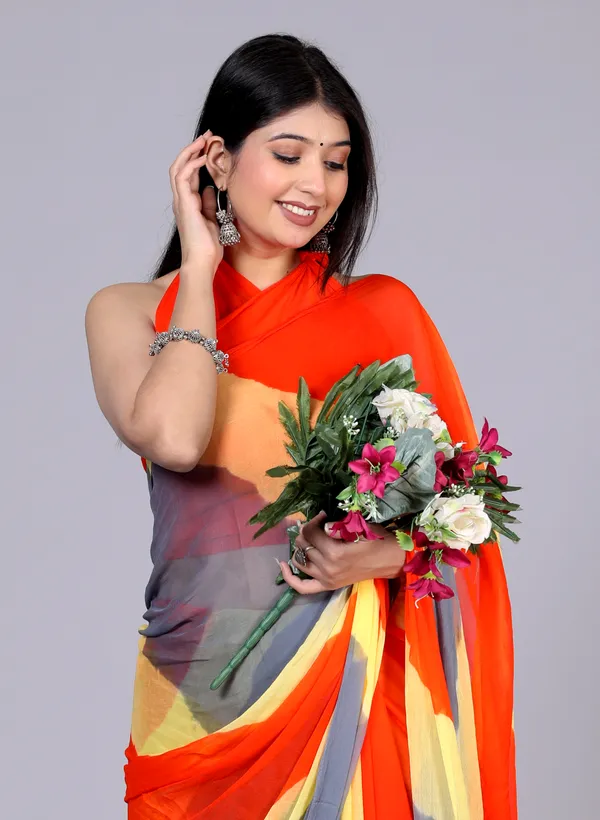 Orange_Pure_Chiffon_Leheriya_Bollywood_Sarees_For_Women
