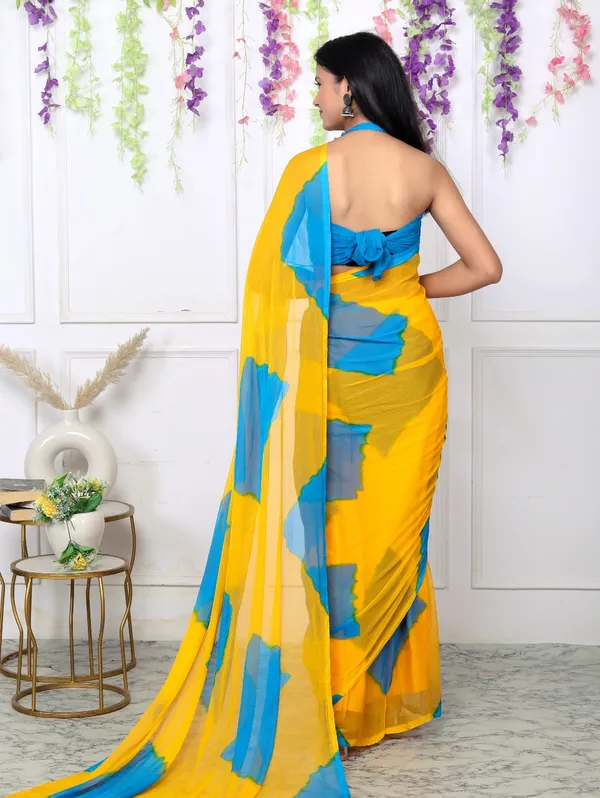 Yellow_Pure_Chiffon_Trendy_Checked_Leheriya_Chiffon_Sarees_For_Women