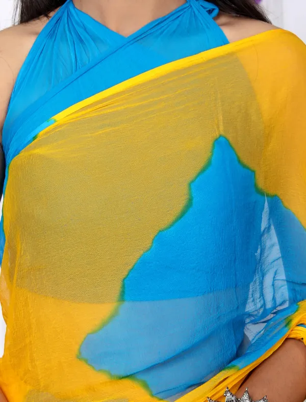 Yellow_Pure_Chiffon_Trendy_Checked_Leheriya_Chiffon_Sarees_For_Women