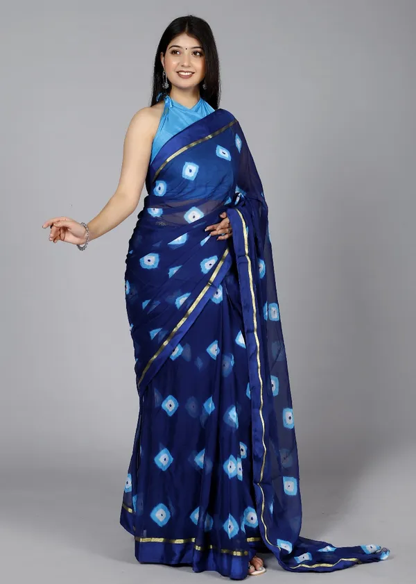 Blue_Pure_Chiffon_Trendy_Bandhini_Chiffon_Sarees_For_Women