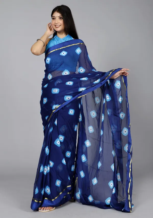 Blue_Pure_Chiffon_Trendy_Bandhini_Chiffon_Sarees_For_Women