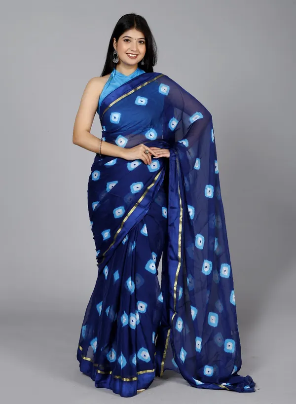 Blue_Pure_Chiffon_Trendy_Bandhini_Chiffon_Sarees_For_Women