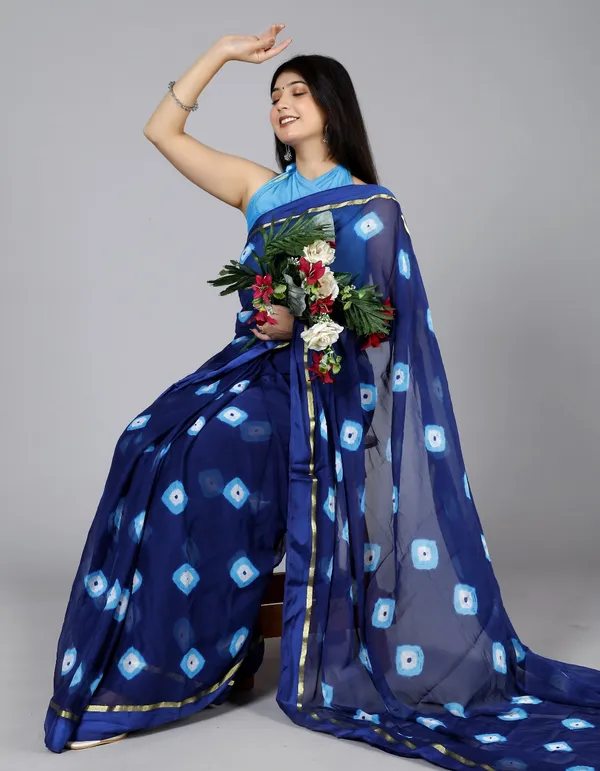 Blue_Pure_Chiffon_Trendy_Bandhini_Chiffon_Sarees_For_Women