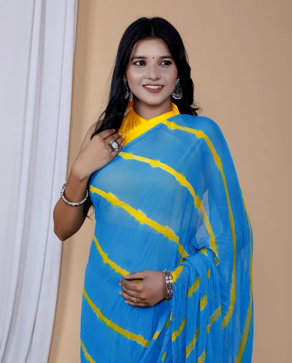 Sky_Blue_Pure_Chiffon_Trendy_Leheriya_Chiffon_Sarees_For_Women