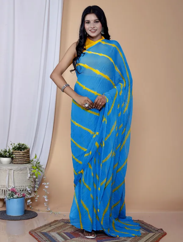Sky_Blue_Pure_Chiffon_Trendy_Leheriya_Chiffon_Sarees_For_Women