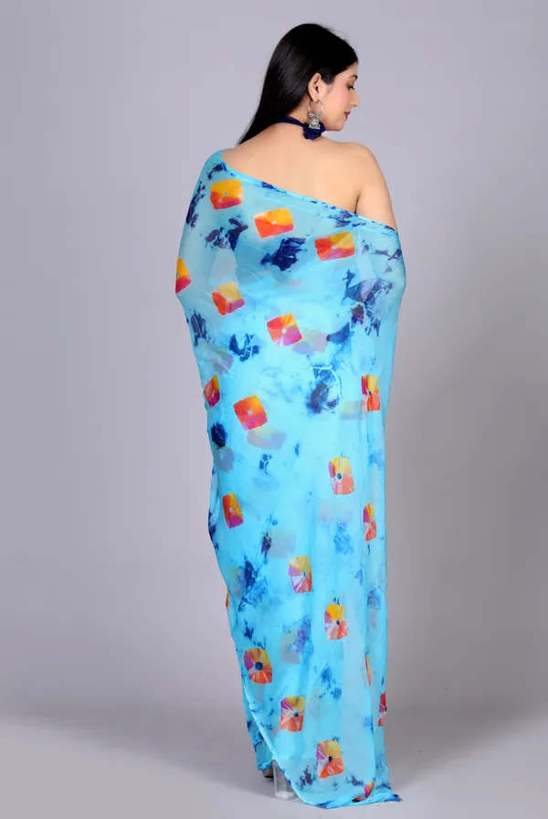 Blue_Bandhani_Printed_Chiffon_Printed_Sarees_For_Women