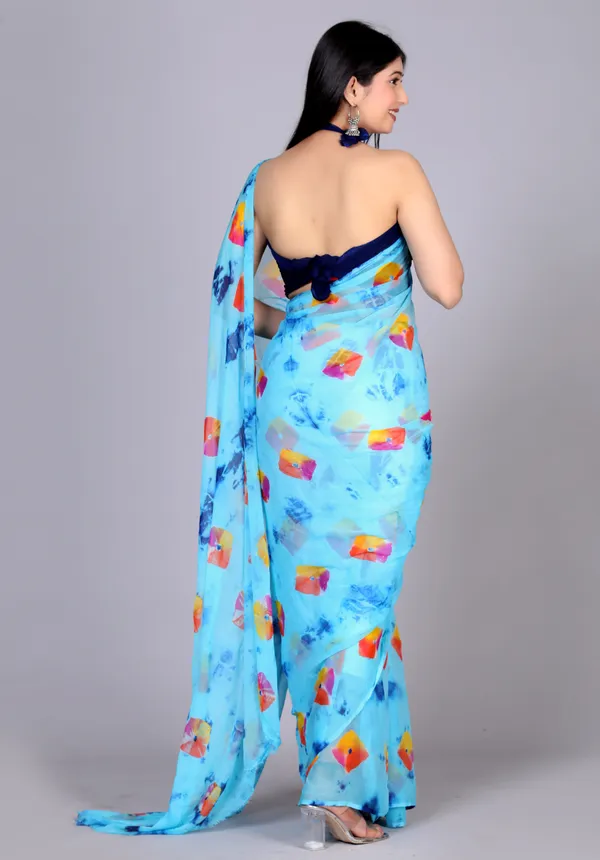 Blue_Bandhani_Printed_Chiffon_Printed_Sarees_For_Women