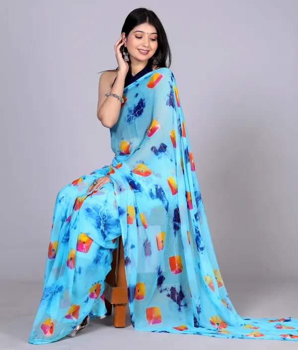 Blue_Bandhani_Printed_Chiffon_Printed_Sarees_For_Women