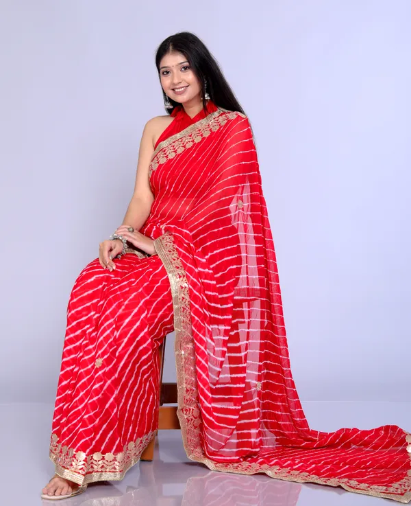 Red_Pure_Chiffon_Gotta_Patti_Leheriya_Sarees_For_Women