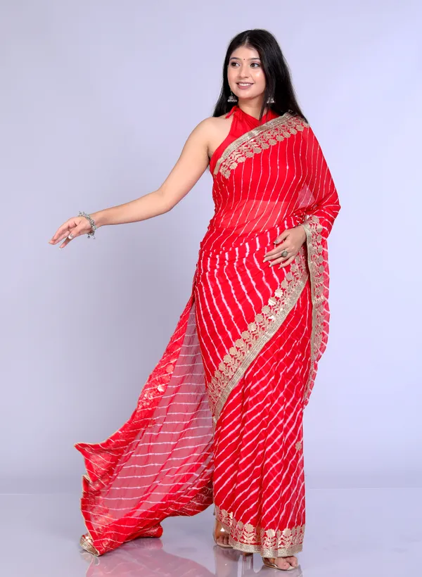 Red_Pure_Chiffon_Gotta_Patti_Leheriya_Sarees_For_Women