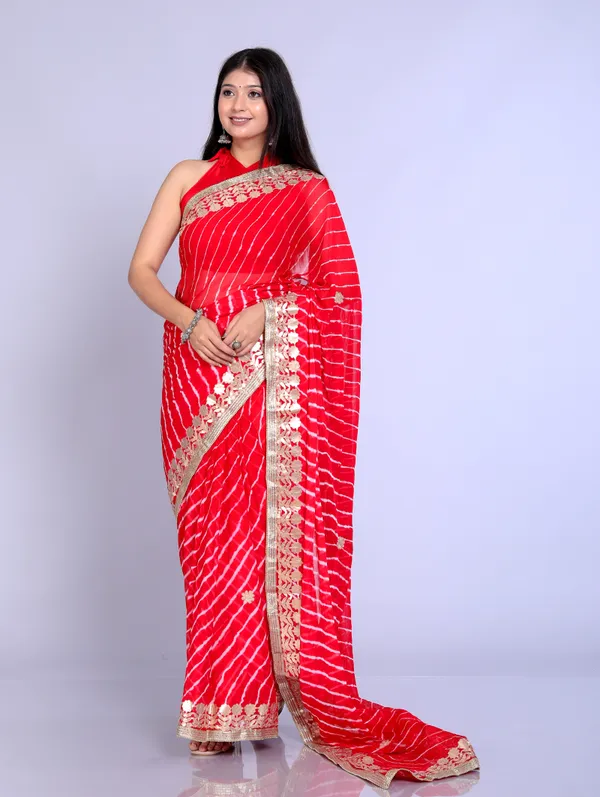 Red_Pure_Chiffon_Gotta_Patti_Leheriya_Sarees_For_Women