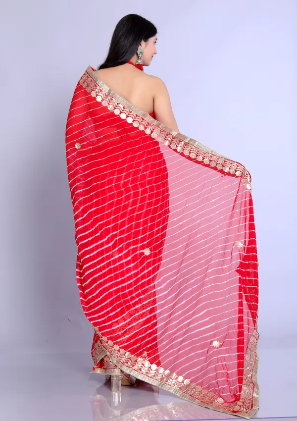 Red_Pure_Chiffon_Gotta_Patti_Leheriya_Sarees_For_Women