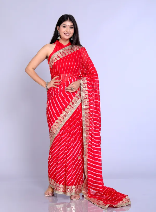 Red_Pure_Chiffon_Gotta_Patti_Leheriya_Sarees_For_Women