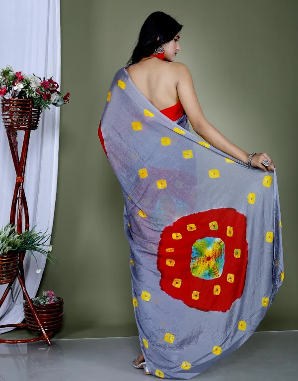Grey_Pure_Chinon_Silk_Trendy_Bandhini_Chiffon_Sarees_For_Women