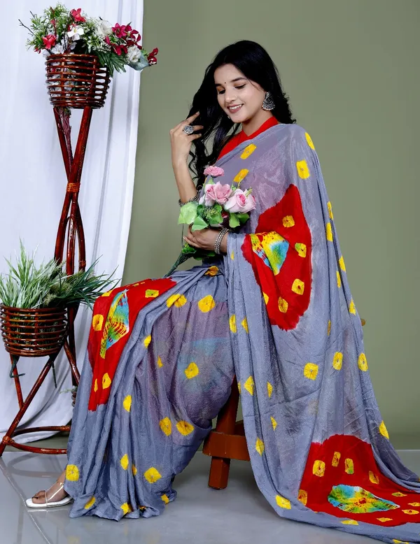 Grey_Pure_Chinon_Silk_Trendy_Bandhini_Chiffon_Sarees_For_Women