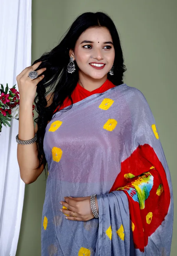 Grey_Pure_Chinon_Silk_Trendy_Bandhini_Chiffon_Sarees_For_Women