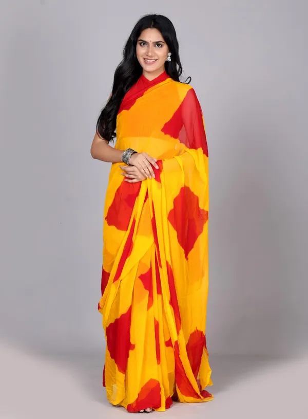 Red_Trendy_Printed_Chiffon_Checked_Leheriya_Sarees_For_Women