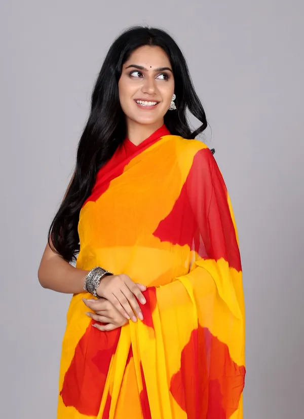 Red_Trendy_Printed_Chiffon_Checked_Leheriya_Sarees_For_Women