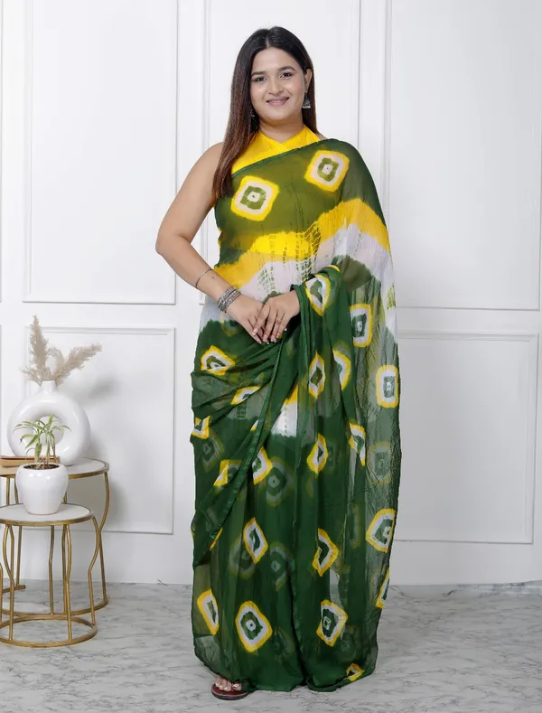 Green_Pure_Chiffon_Printed_Bandhani_Printed_Sarees_For_Women