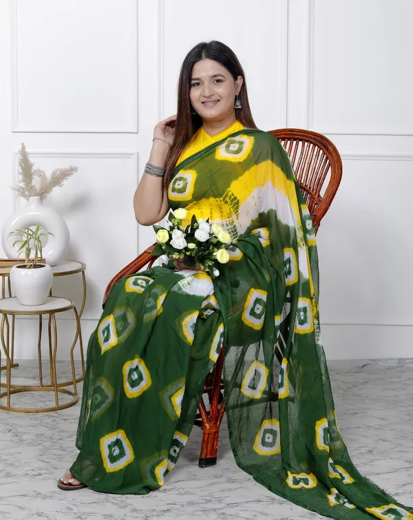 Green_Pure_Chiffon_Printed_Bandhani_Printed_Sarees_For_Women
