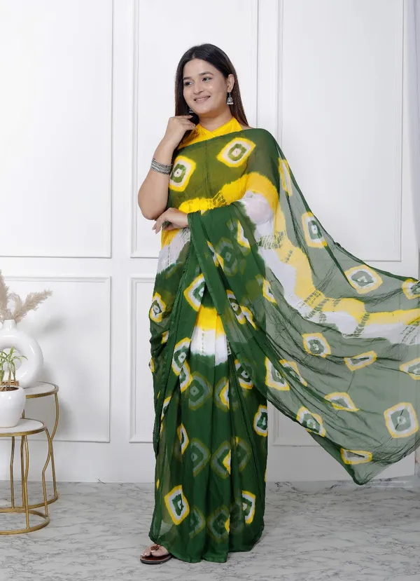 Green_Pure_Chiffon_Printed_Bandhani_Printed_Sarees_For_Women