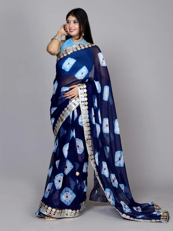 Nevyblue_Trendy_Printed_Chiffon_Bandhini_Gotta_Patti_Work_Sarees_For_Women
