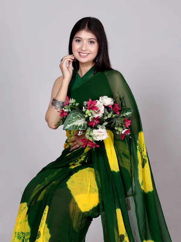 Green_Bandhani_Printed_Chiffon_Printed_Sarees_For_Women