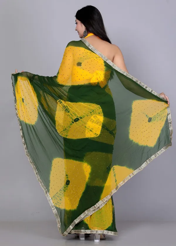 Green_Trendy_Chiffon_Printed_Printed_Bandhini_Check_Printed_Stone_Work_Sarees_For_Women