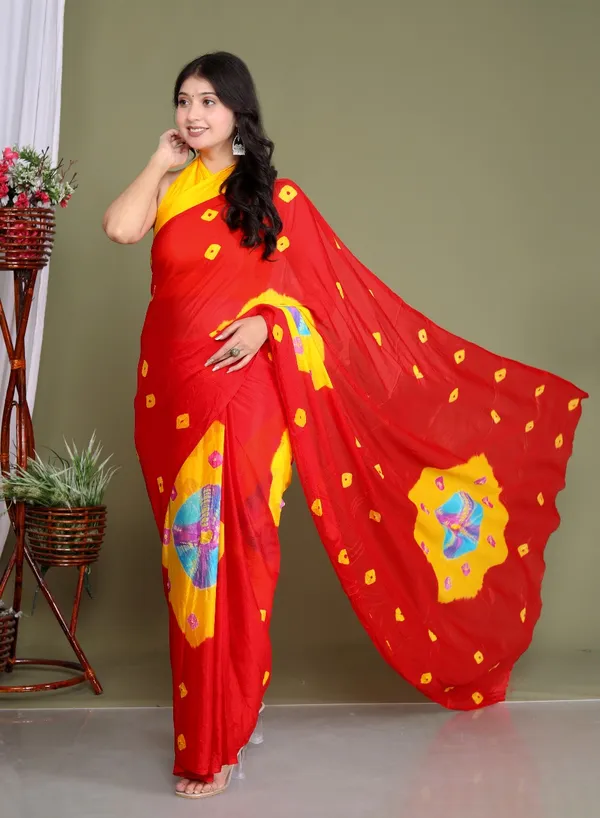 Red_Pure_Chinon_Silk_Trendy_Bandhini_Chiffon_Sarees_For_Women
