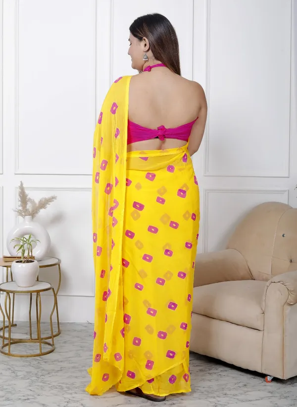 Yellow_Pure_Chiffon_Printed_Bandhani_Printed_Sarees_For_Women