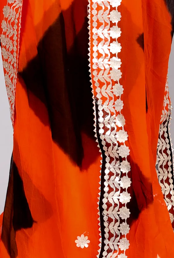 Black_Pure_Chiffon_Gotta_Patti_Work_Leheriya_Designer_Printed_Sarees_For_Women