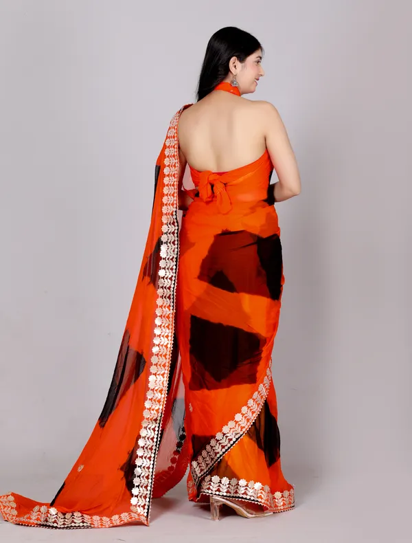 Black_Pure_Chiffon_Gotta_Patti_Work_Leheriya_Designer_Printed_Sarees_For_Women