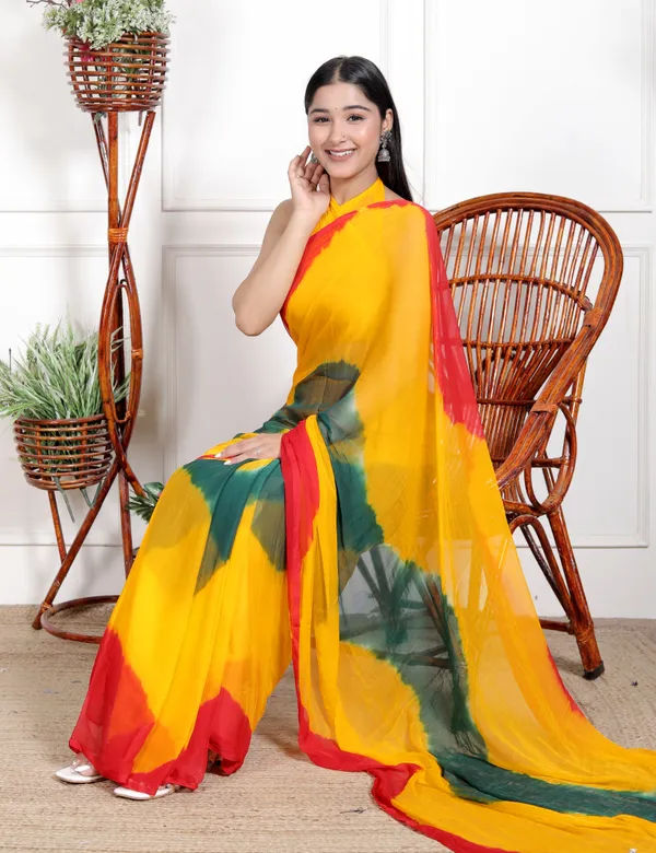 Pure_Chiffon_Leheriya_Designer_Printed_Bollywwod_Sarees_For_Women