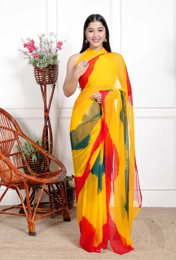 Pure_Chiffon_Leheriya_Designer_Printed_Bollywwod_Sarees_For_Women