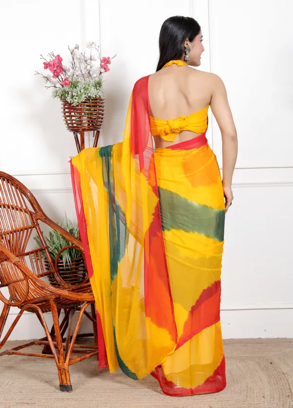 Pure_Chiffon_Leheriya_Designer_Printed_Bollywwod_Sarees_For_Women