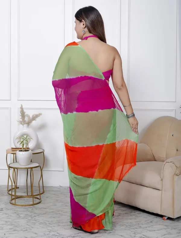Multicolor_Pure_Chiffon_Printed_Leheriya_Sarees_For_Women