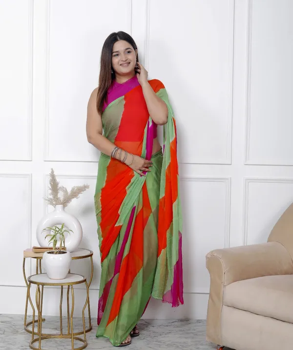 Multicolor_Pure_Chiffon_Printed_Leheriya_Sarees_For_Women