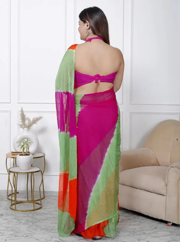 Multicolor_Pure_Chiffon_Printed_Leheriya_Sarees_For_Women
