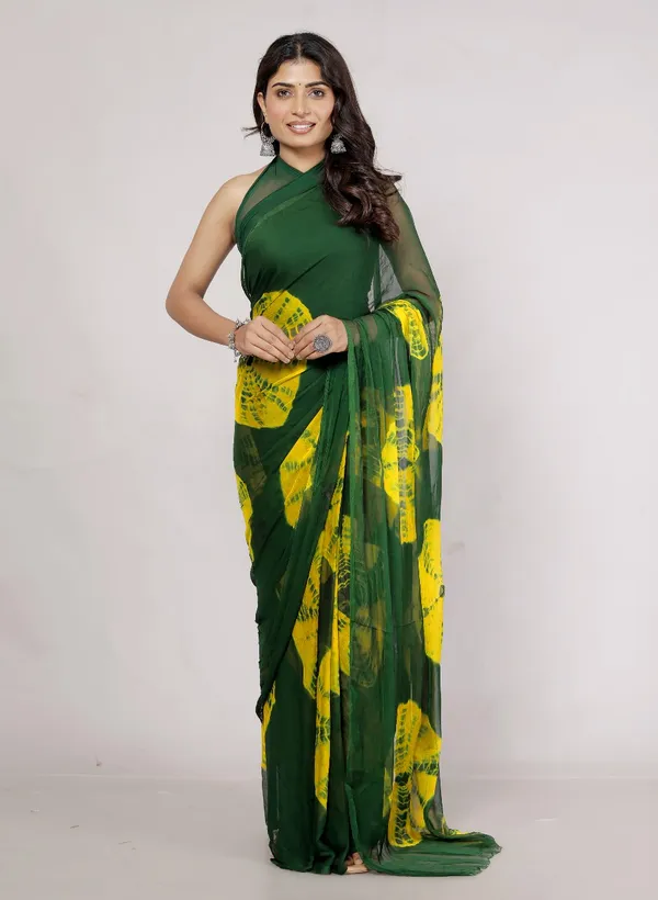 Green_Pure_Chiffon_Printed_Saree_Bandhini_Printed_Sarees_For_Women