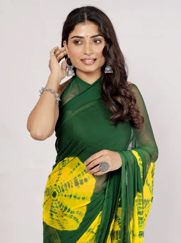Green_Pure_Chiffon_Printed_Saree_Bandhini_Printed_Sarees_For_Women