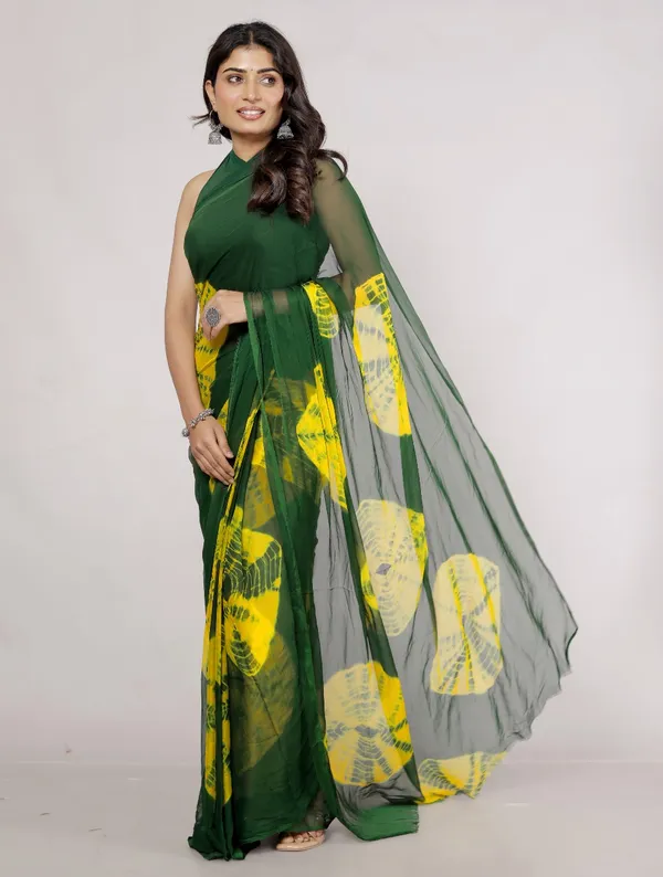 Green_Pure_Chiffon_Printed_Saree_Bandhini_Printed_Sarees_For_Women