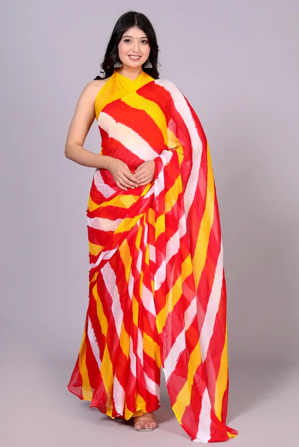 Red_Jaipuri_Leheriya_Printed_Pure_Chiffon_Saree_For_Women
