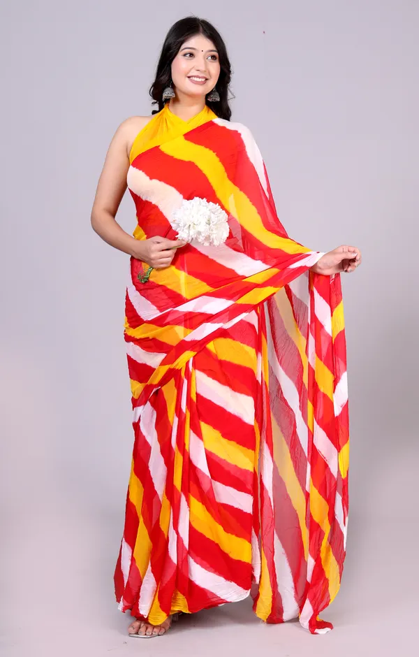 Red_Jaipuri_Leheriya_Printed_Pure_Chiffon_Saree_For_Women