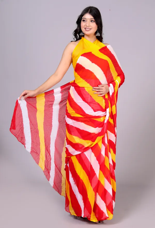 Red_Jaipuri_Leheriya_Printed_Pure_Chiffon_Saree_For_Women