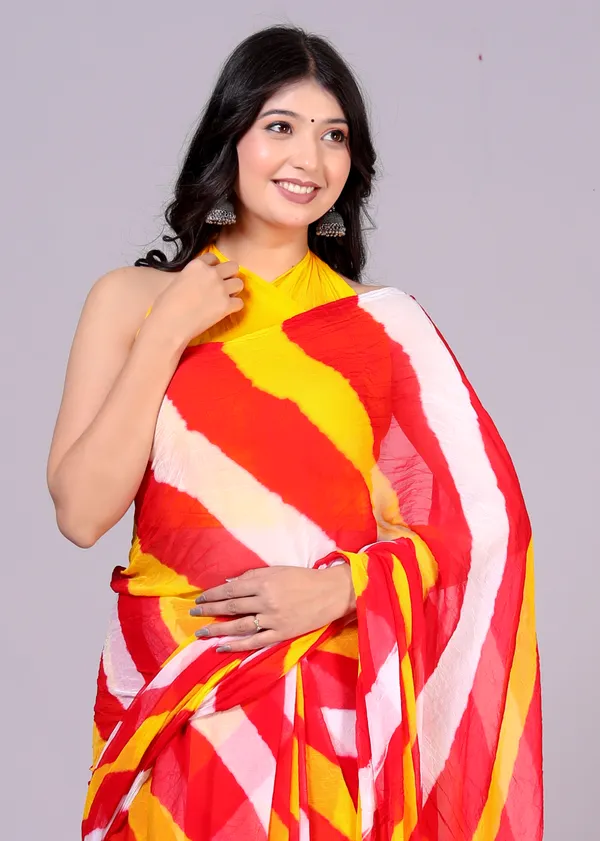 Red_Jaipuri_Leheriya_Printed_Pure_Chiffon_Saree_For_Women