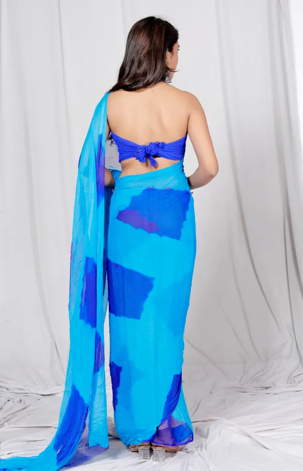 Blue_Pure_Chiffon_Printed_Checked_Printed_Sarees_For_Women