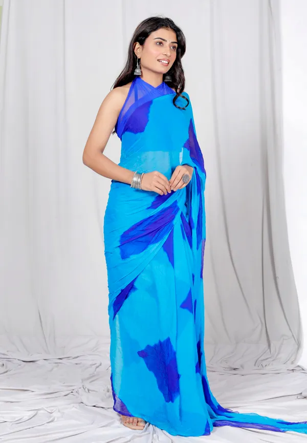 Blue_Pure_Chiffon_Printed_Checked_Printed_Sarees_For_Women