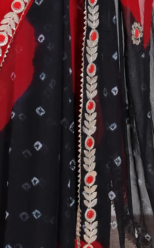 Black_Pure_Chiffon_Bandhani_Bandej_Gotta_Patti_Sarees_For_Women